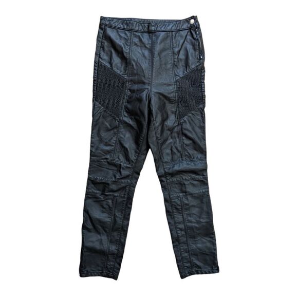 Free People Black Faux Leather Pants Ankle Zip Size 8 - Picture 2 of 8